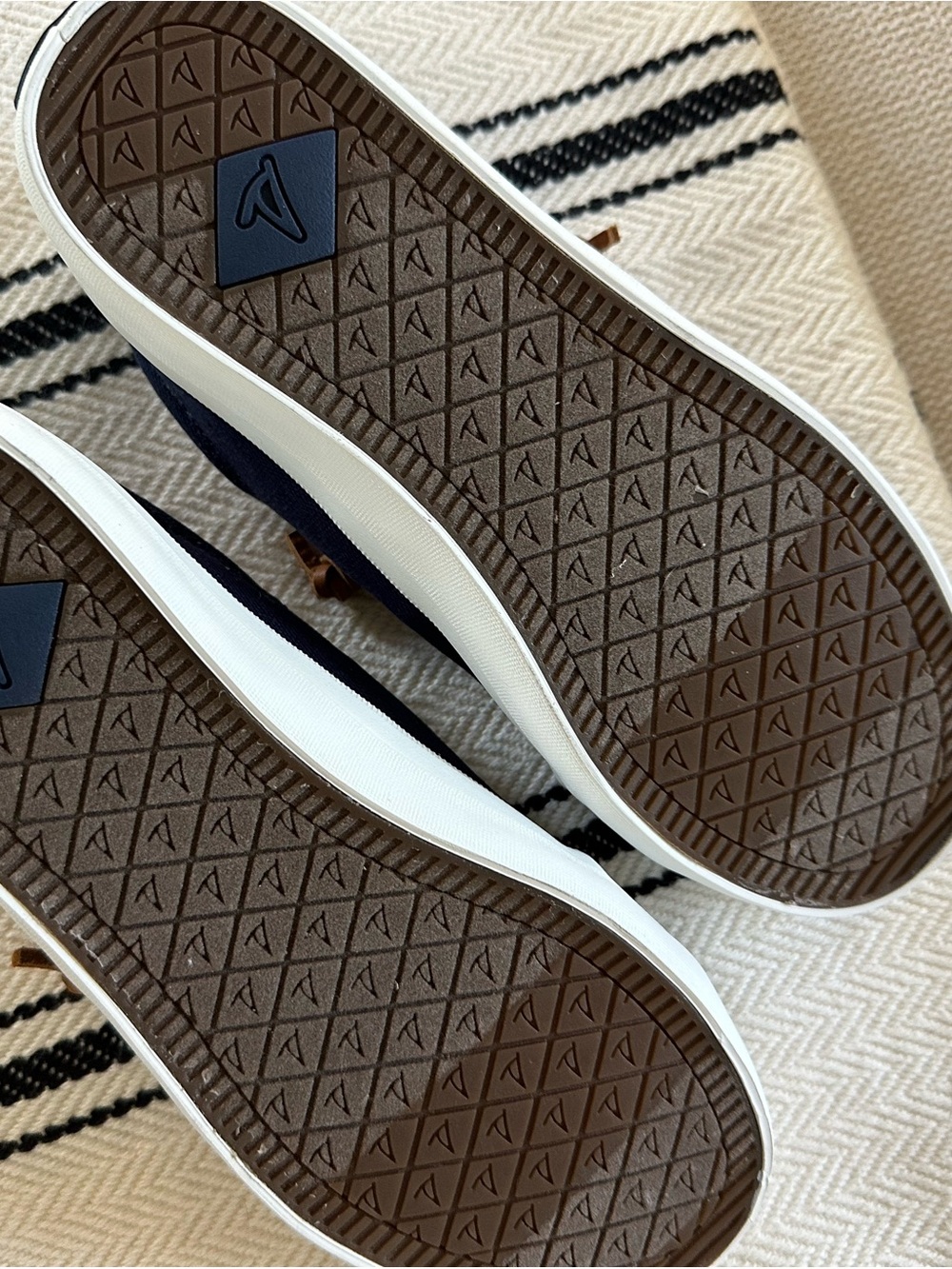 Sperry Top Siders navy with leather strings. - Picture 5 of 6